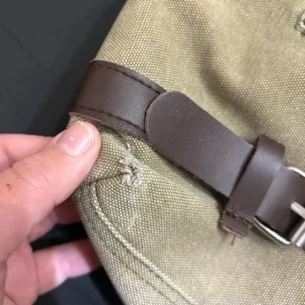 GUSTT Canvas Messenger Bag Khaki Brown Trim Adjustable Shoulder Crossbody Bag
